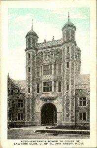 Entrance Tower of Lawyer's Club University of Michigan Ann Arbor MI UDB Postcard