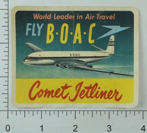 1940's-50's B.O.A.C Comet Jetliner Luggage Label Original E18