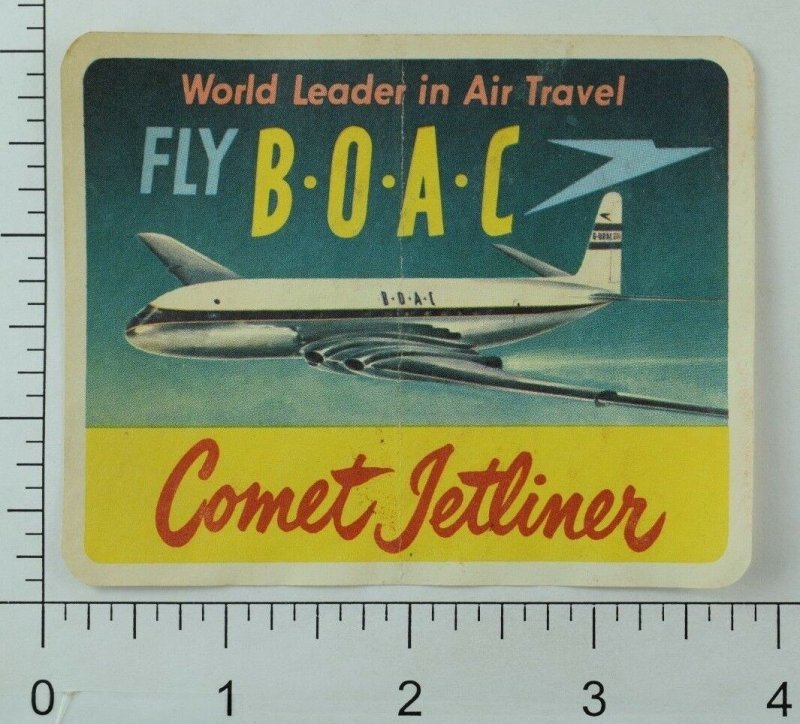 1940's-50's B.O.A.C Comet Jetliner Luggage Label Original E18