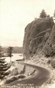 Cartão postal vintage foto RPPC Bishops Cap Columbia River Highway OU Oregon-