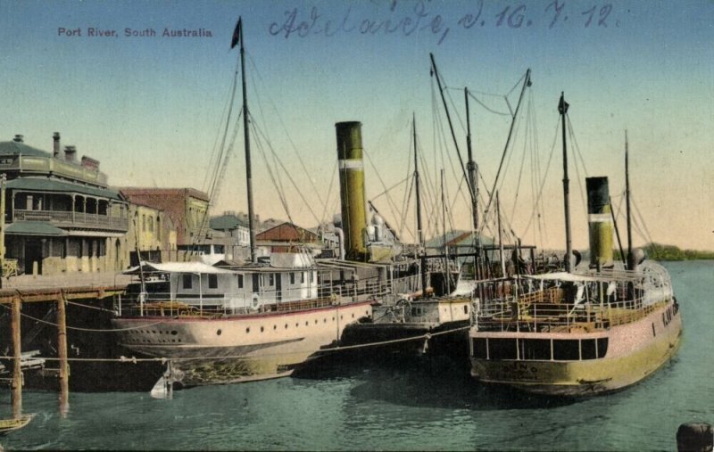 australia, SA, ADELAIDE, Port River, Steamer (1912) Postcard
