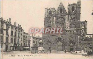 Postcard Old Lyon Place and Cathedrale St. Jean
