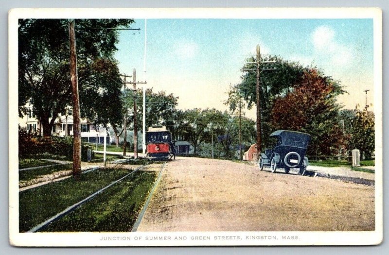 Kingston  Summer and Green Streets   Massachusetts  Postcard  c1920