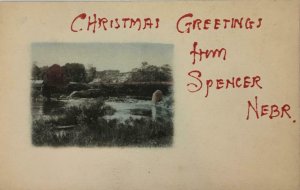 Christmas Greetings Spencer, Nebraska Boyd County c1910s Vintage Postcard