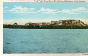 NE - North Platte River,  Scott's Bluff in Distance