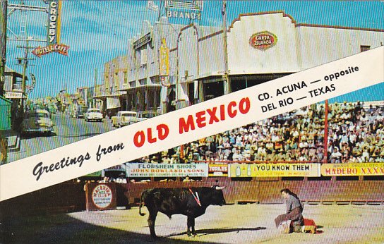 Ciudad Avenue and Bull Fight Greetings From Old Mexico