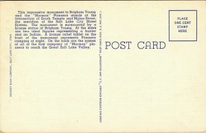 Pioneer Monument Salt Lake City Utah UT Linen Postcard Curteich VTG UNP Vintage  