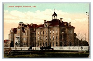 Vintage 1910's Postcard Horse & Buggy General Hospital Edmonton Alberta Canada