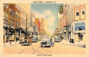 FAIRMONT, West Virginia WV   MAIN STREET SCENE Florist~OJ Morrison~Cars Postcard 