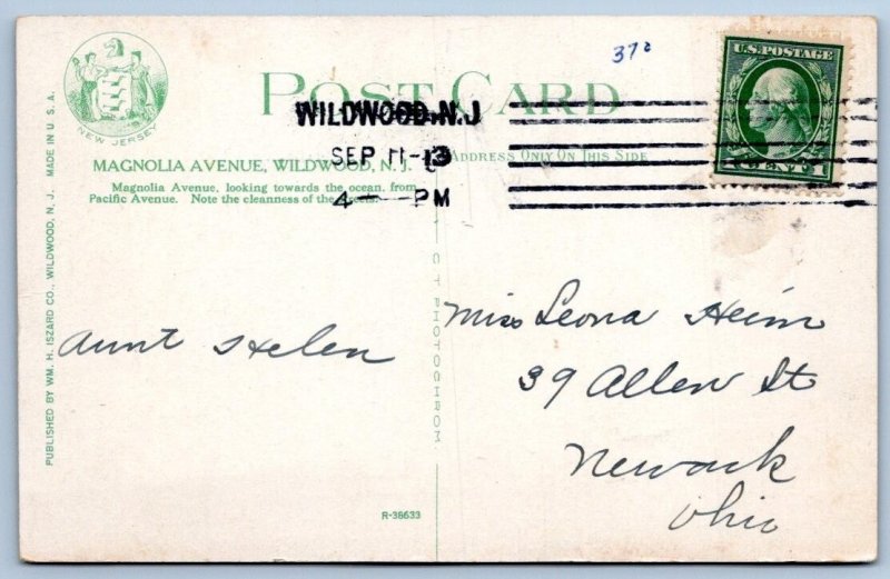 1913 MAGNOLIA AVENUE ARCADIA HOTEL WILDWOOD NJ ANTIQUE POSTCARD