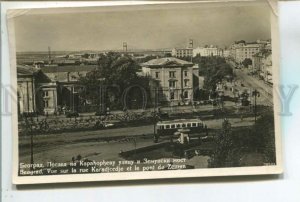 478685 1936 year Yugoslavia Belgrade bridge tram Vintage photo RPPC