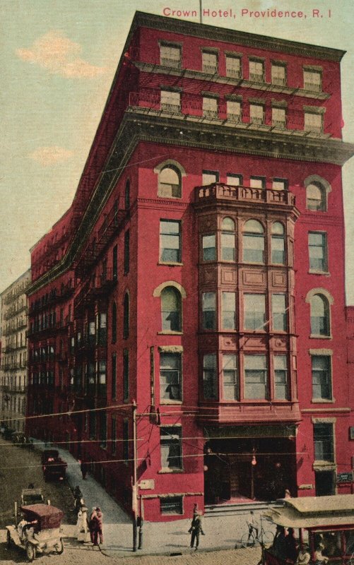 Vintage Postcard Prospect View Of Crown Hotel Building Providence Rhode Island