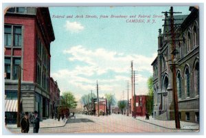 c1910 Federal Arch Street from Broadway and Federal Street Camden NJ Postcard 