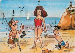 Modern Postcard At the beach Fishing