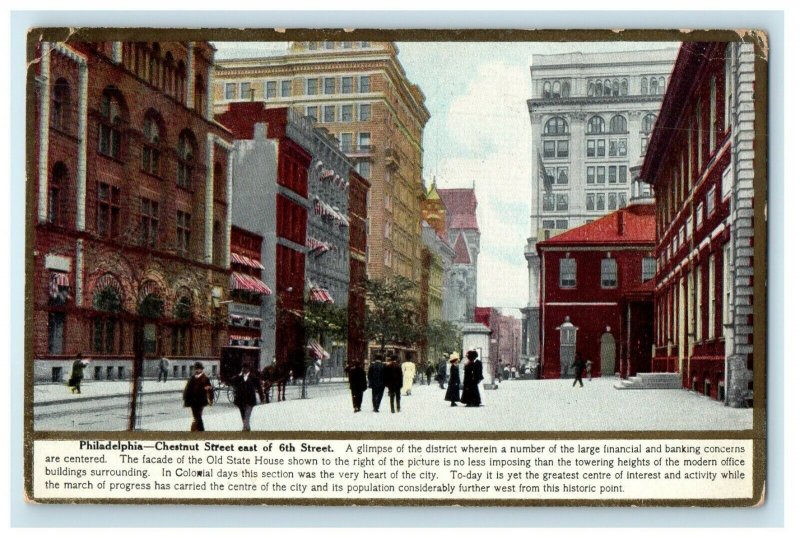 1911 Chestnut Street East Of 6th Street Old State House Philadelphia PA Postcard 