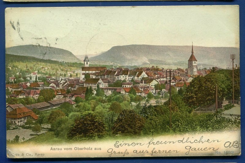 Switzerland Aarau Aerau vom Oberholz aus postmarked 1905 postcard