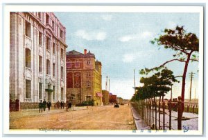 c1930's Road Buildings View Kaigan-Dori Kobe Japan Unposted Postcard