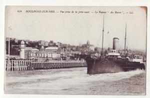 P931 old card Boulogne france Lavapeur Au Resvoir ship steamer view