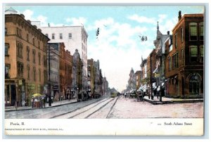 1908 South Adams Street Exterior Building Streetcar Peoria Illinois IL Postcard