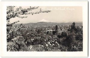 RPPC Mt. Hood, Portland, Oregon Real Photo 1940s Vintage Postcard