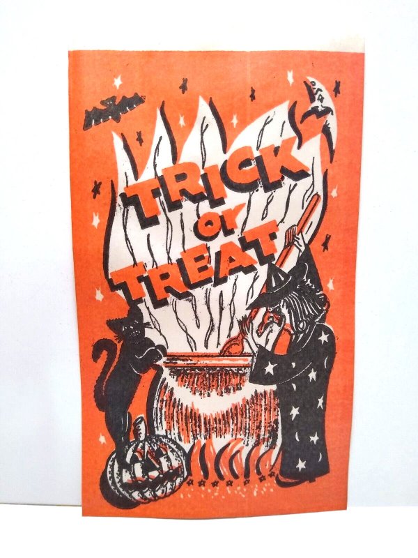 Halloween Candy Bag Witch Black Cat Bat Moon Magic Potion Cauldron Fantasy 