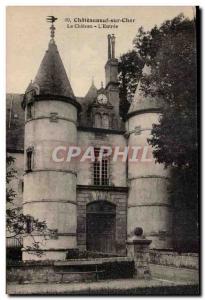 Old Postcard Chateauneuf sur Cher The castle entrance
