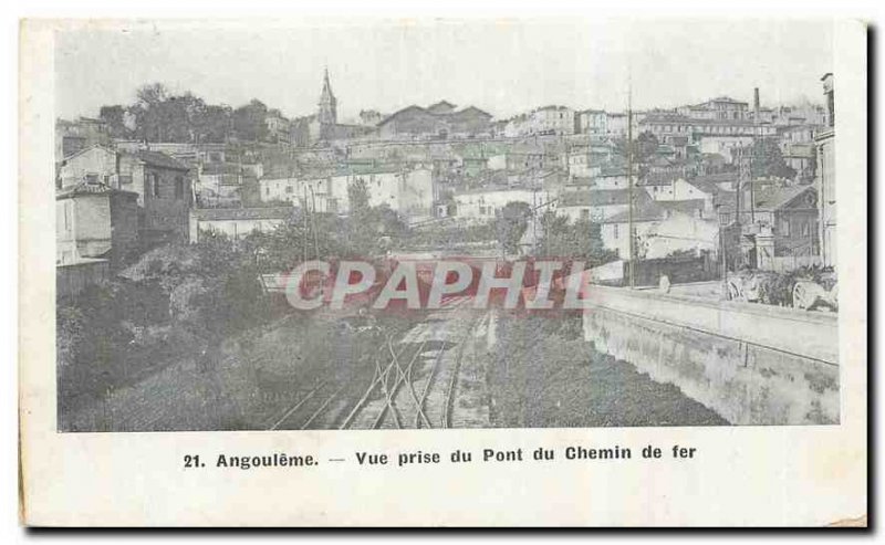 Old Postcard Angouleme View from the Bridge Railway