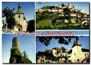 Postcard Modern Turenne The Church Tower Cesar Vue Generale Old Houses