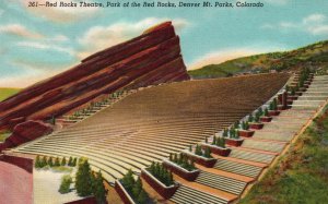 Vintage Postcard Red Rocks Open Air Amphitheatre Denver Mount Parks Colorado CO