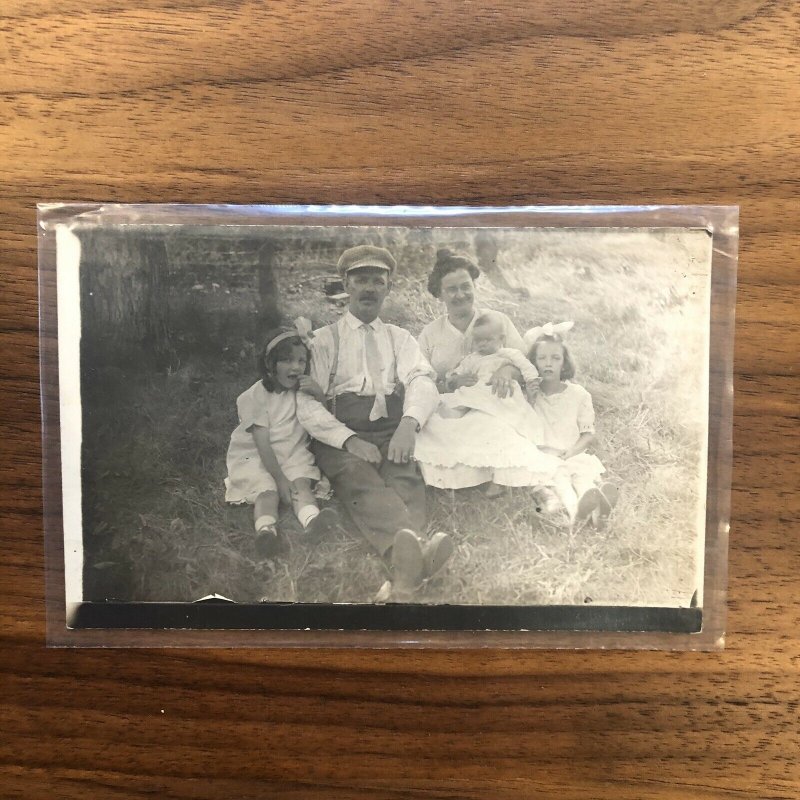 Early AZO RPPC - Family With Children - PICNIC - VINTAGE - POSTCARD