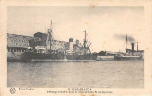 Lot133 casablanca morocco ship unloading at the quay and loading of phosphates