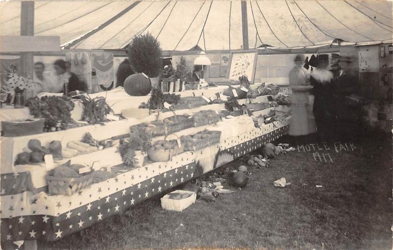 D49/ Motley Minnesota Mn Photo RPPC Postcard Fair 1917 Tent Vegetable Judging