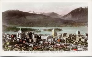 Vancouver BC Aerial View Downtown Brockton Point Gowen Sutton RPPC Postcard G86