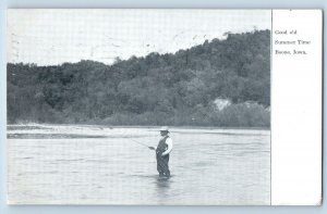 Boone Iowa IA Postcard Good Old Summer Time Fishing Scenic View 1907 Antique