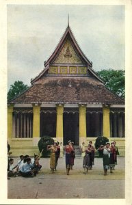 PC LAOS, VIENTIANE, BALLET DEVANT VAT MIXAY, Vintage Postcard (b44702)