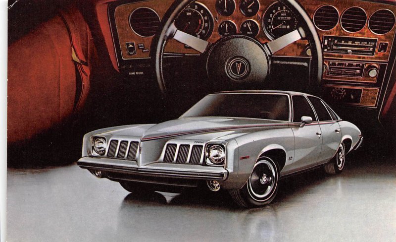 1973 Pontiac Grand Am 4 Door Colonnade Hardtop Car advertising postcard