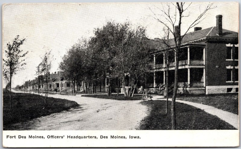 1908 Fort Des Moines Officers Headquarters Des Moines Iowa IA Posted Postcard