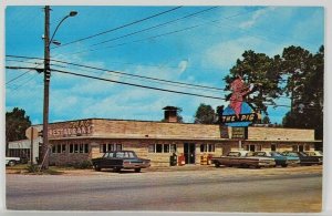 Jesup Georgia THE PIG RESTAURANT Retro Cars & News Paper Boxes Postcard S2