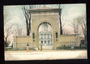 Concord, New Hampshire/NH Postcard, Memorial Arch & Capitol