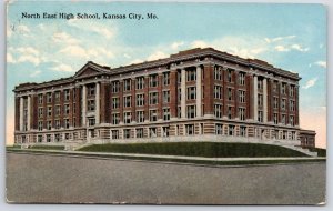 Vintage Postcard 1915 North East High School Building Kansas City Missouri MO