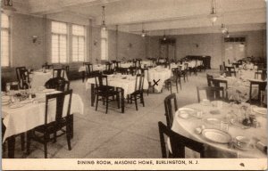 Vtg Burlington New Jersey NJ Masonic Home Dining Room Postcard