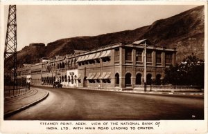 PC ADEN STEAMER POINT NATIONAL BANK OF INDIA REAL PHOTO YEMEN (a31480)