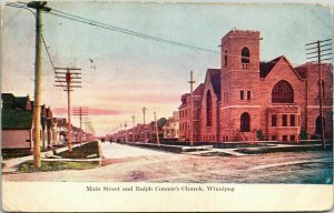 Main Street Ralph Connors Church Winnipeg Antique Private Postcard DB PM WOB 