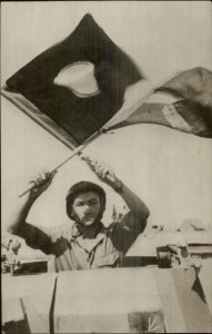 Tunisia Tuni Military Soldier Flags Semaphore Tank? Tripolitaine Postcard