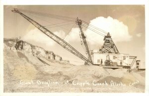 1940s Cripple Creek Alaska Giant Dragline occupation RPPC Postcard 25-11245