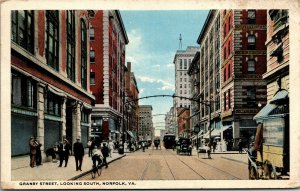 Vtg Norfolk Virginia VA Granby Street View Looking South 1910s Postcard