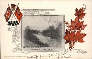 Lawrencetown Nova Scotia NS Annapolis River Maple Leaf Border Private Postcard