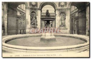 Old Postcard Lyon Fontaine the Inner Court of the City Hall