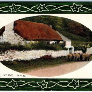 c1910s Isle of Man, British Crown, UK Manx Cottage Postcard Sheep Farm A79