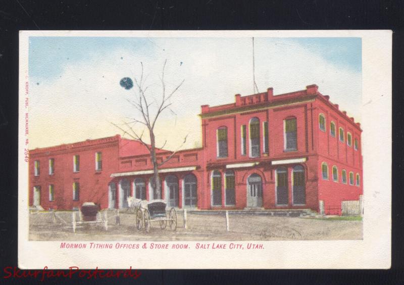 SALT LAKE CITY UTAH MORMON TITHING OFFICES STORE ROOM VINTAGE POSTCARD 1905